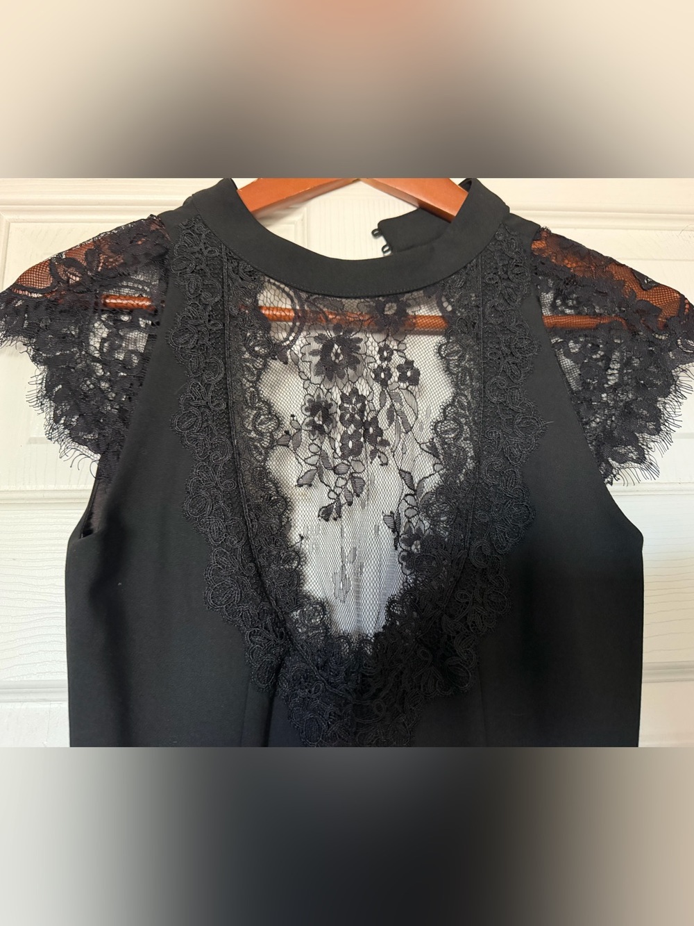 Black Lace-Trim Mini Dress - Picture 5 of 8